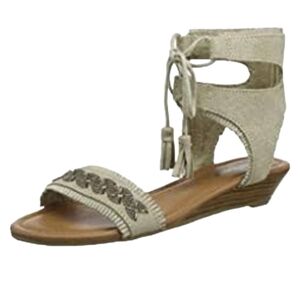 Minnetonka Ankle Strap Beaded Leather Sandal Size 9 GUC